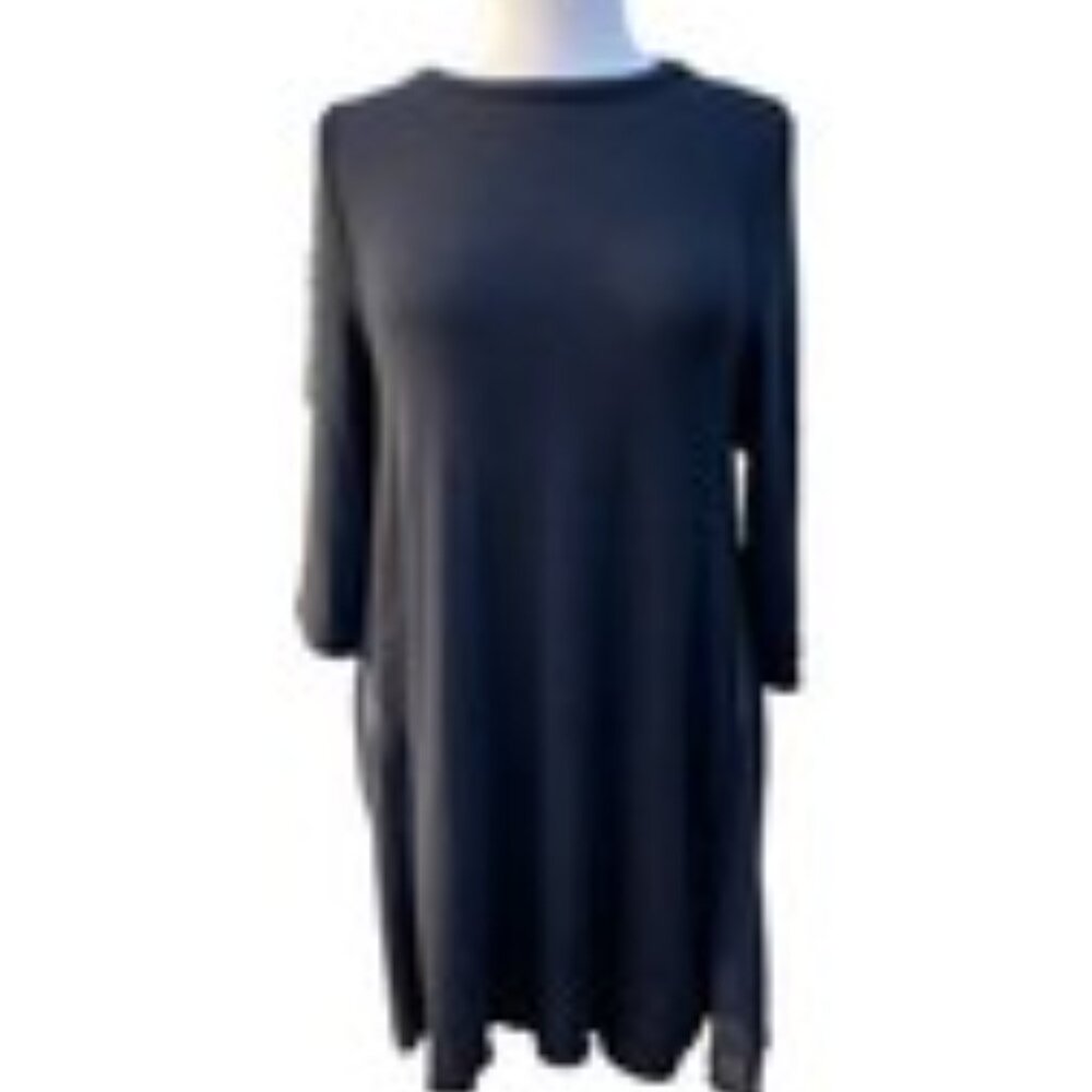 Arianna by Howard's Womens Tunic Dress S/M Black Knit Short Sleeves Boat Neck - Picture 12 of 12